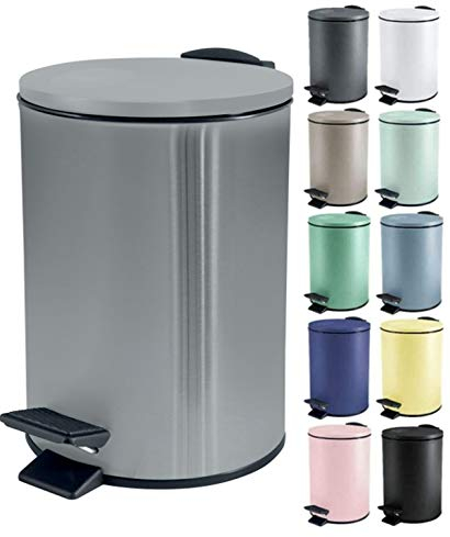 Spirella Adelar - Pattumiera da bagno in acciaio inox, con sistema di abbassamento automatico e secchio interno, 5 l