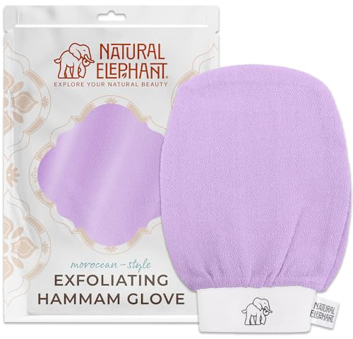 Natural Elephant Exfoliating Hammam Glove | Authentic Moroccan Kessa Body Scrub Mitt for Spa-Quality Skin Renewal | Lovely Lilac Single