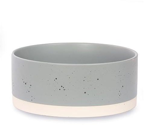 Welloyed Oslo Keramik-Hundenapf – 20,3 cm Hundefutter-Wassernapf für mittelgroße und große Hunde, robuster, Rutschfester Hundenapf, moderner Skandi-Stil, Steingut, spülmaschinenfest, 200 ml, Grau