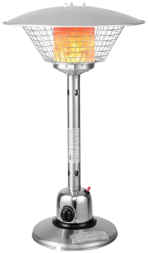 COSTWAY Estufa Butano Exterior 4000w, Calentador Portátil de Mesa para Patio,Regulador de Presión de Gas y Tubería de gas,Estufa de Gas Butano y Propano (Plata)