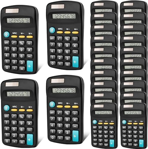 24-pack grundläggande miniräknare för studenter – fickstorlek mini 8-siffrig display solbatteri dubbel effekt handhållen för kontor, skola och hem