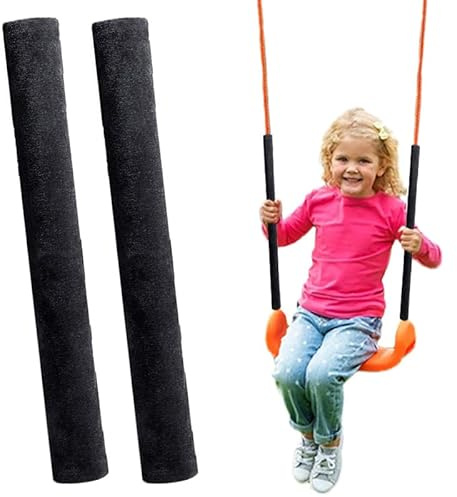 2 Pack Swing Chain Cover Set - Comfortable Swing Chain Handle Grip Sleeve for Playground - Swingset Accessories Swings Barrier Chain in Garden Backyard Patio Outdoor (Black x 2)