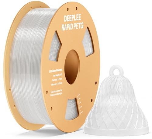 DEEPLEE Filamento PETG Rapido 1.75 mm, Bobina da 1 kg Trasparente, Alta Resistenza agli Urti, Stampa Fino a 638 mm/s per Stampanti 3D FDM