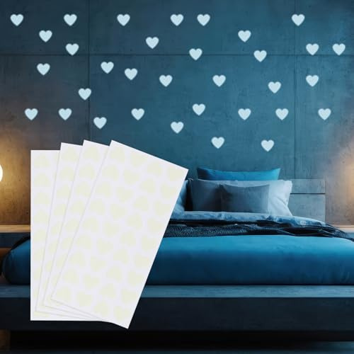 PATIKIL 144 Pcs Adesivi Cuore Luminosi Al Buio Decorazioni Luminose Blu | Per Pareti E Soffitti, Per Decorazioni Di Stanze Feste Compleanni, Adesivi Cuore Luminosi