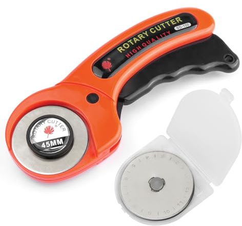 Mesee 45mm Rotary Cutter with 5 Extra Blades for Sewing, Quilting & Craft