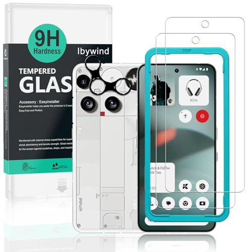 Ibywind for Nothing Phone (3) 5G Screen Protector,2 Pack,9H Hardness Tempered Glass and Camera Lens Protector,with Alignment Frame,Full Coverage,Bubble Free,Fingerprint Unlock,Scratch Resistant