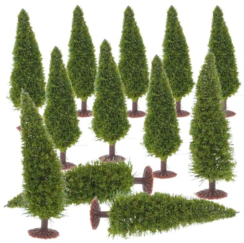 Veemoon Mini Pine Trees, Miniature Trees 12pcs Green Scenery Landscape Model Cedar Micro Scene Model Pine Sand Table Greenery Scenery Landscape for Christmas Decor Christmas Party Home Table Craft