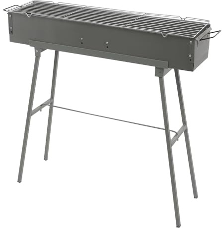 Barbacoa de carbón vegetal con tapa de aire ajustable, 80 x 18 x 13 cm, barbacoa plegable para camping, barbacoa de picnic con barbacoa, para exteriores, terraza, camping, fiesta