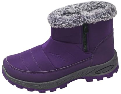 Generisch 2026 Snow Boots Winter Short Plain Padded Boots Kids Style Shoes, purple, 7 UK
