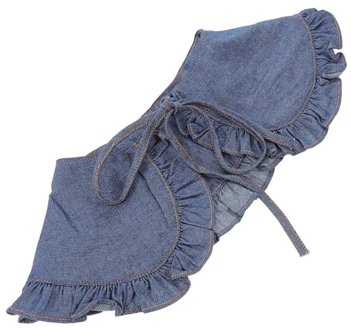 SUPVOX Colletto Finto Donna in Denim Blu Lavato Volant Arricciato, Scialle Rotondo Staccabile Laccio Regolabile, Mini Mantello Morbido e Versatile per Outfit Casual e Formali