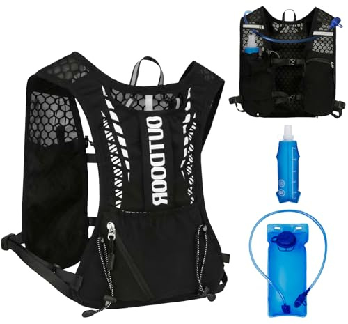 Gilet Running Uomo Donna, Zaino Idratazione Trail Running Leggero con Soft Flask da 500ml & Sacca Idrica da 2L, Zaino da Corsa per Corsa MTB Ciclismo Maratona Escursionismo