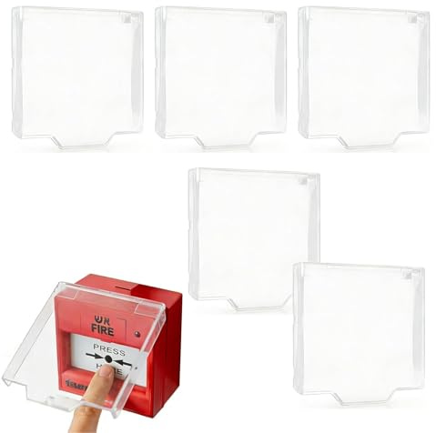 Oiieco 6 Pack Hinged Call Point Cover, Clear Plastic Fire Alarm Protective Cover Compatible with Eaton Menvier and Other Standard Call Point Models for Fire Safety Protection