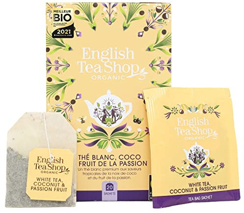 English Tea Shop - Thé blanc bio coco et fruit de la passion - Boîte de 20 sachets