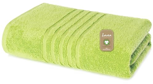 Lavea® 1 Toalla de Sauna XXL 80x220 cm in Rizo de Algodón Orgánico 100% Suave y Absorbente, para Casa, Hotel y SPA – Ideal también como Toallas de Ducha – Verde Manzana