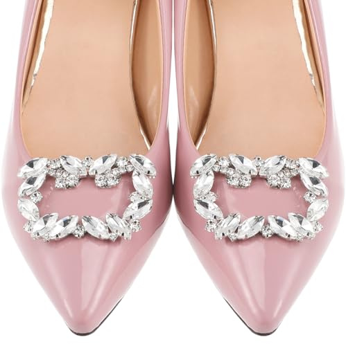 Happyyami Clip Scarpe Donna Con Strass Fibbia Gioiello Metallo 2 Pezzi Accessori Per Scarpe Sposa Sandali Stivali Décolleté Decorazioni Per Nozze E Feste 2.36X1.57X0.39 Pollici