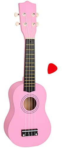alles-meine.de GmbH Kinder - Gitarre/Ukulele - aus Holz - Motiv & Farbwahl - rosa pink - hochwertige Konzertgitarre - 55 cm - Klassik - akustische - Kindergitarre - mit Plektru..