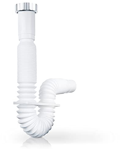 Bächlein Siphon für die Küchenspüle (G 1 1/2 flexibler Ablaufschlauch), ausziehbar von 320-800mm, Geruchsverschluss individuell anpassbar