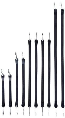 Rubber Bungee Cords with Hooks, Heavy Duty Bungee Straps, Assorted Sizes with 1.8X Max Stretch & Over 176 lbs Load, Black, 100% EPDM Rubber & S Hooks for Cargo, Tarps, 10, 15, 21, 31 (10 Pack)