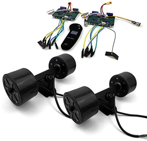 4WD 4 Wheels Skateboard Hub Motor Conversion Kit For Longboard Four 90mm Motor Wheel Drive Remote (Black kit)