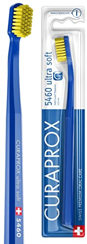 Curaprox CS 5460 Ultraweiche Zahnbürste - Zahn- und Zahnfleischpflege für Erwachsene/Superweiche Curen®-Borsten für sanfte Reinigung/Blau-Gelb, Einzelpackung/Hergestellt in der Schweiz