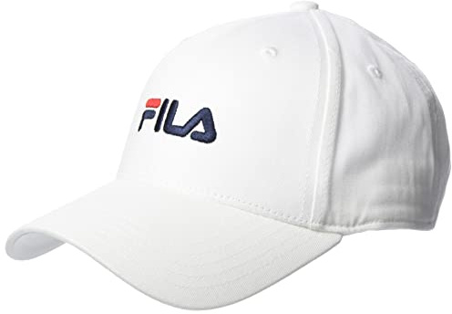 Fila Brasov 6 Panneaux avec Logo linéaire – Sangle arrière Casquette de Baseball, Blanc Brillant, Taille Unique Mixte
