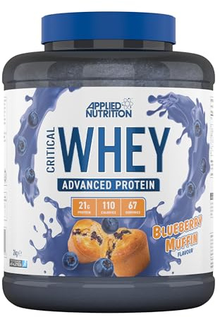 Applied Nutrition Critical Whey Protein Powder – Polvo de Proteína Whey Crítica para Construcción Muscular, Alta en Proteínas con BCAAs y Glutamina (Muffin de Arándanos) (2kg - 67 Porciones).