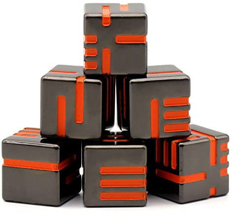HNCCESG Metall W6 Würfel 6 Stück mit Kasten, Spielwürfel 6-Seitige Würfelset Würfel Set für Dungeons and Dragons, DND, Pathfinder D6 DND Dice Set (W6 Orange)