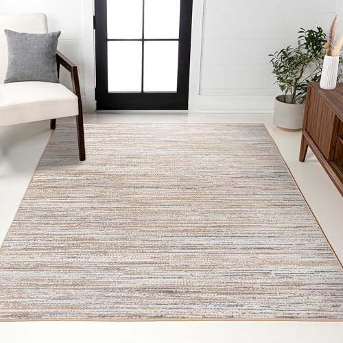 JONATHAN Y Loom Strie' Beige/Gray Indoor Area Rug 8X10 ft, Modern for Living Room, Bedroom, Kitchen, Office, Easy-Cleaning, High Traffic, Pet-Friendly, Non-Shedding SOR200D-8