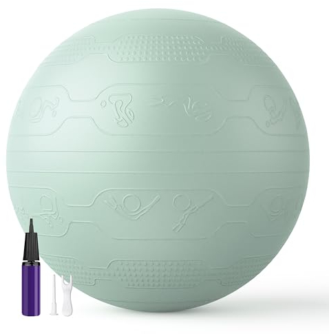 PROIRON Gymnastikball mit geprägtem Muster, Anti-Burst Sitzball 65cm, Pezziball mit Pumpe, Fitnessball für Fitness, Yoga, Schwangerschaft und Balance Stuhl 1PC (Grün)