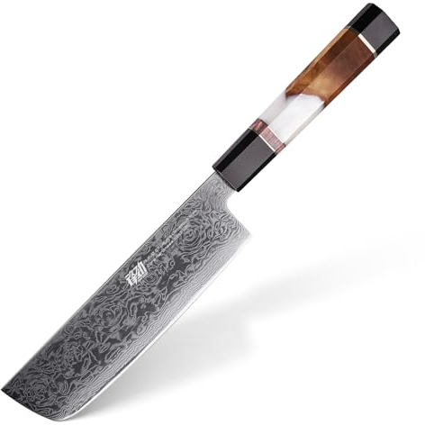 FINDKING Coltello da Chef Nakiri da 7 Pollici, Affilato Coltello Vegetale Giapponese, Robusto Coltello Milk Street, Elegante Coltello Usuba, Perfetto per Cucinare a Casa (Serie BLACK-ROSE)