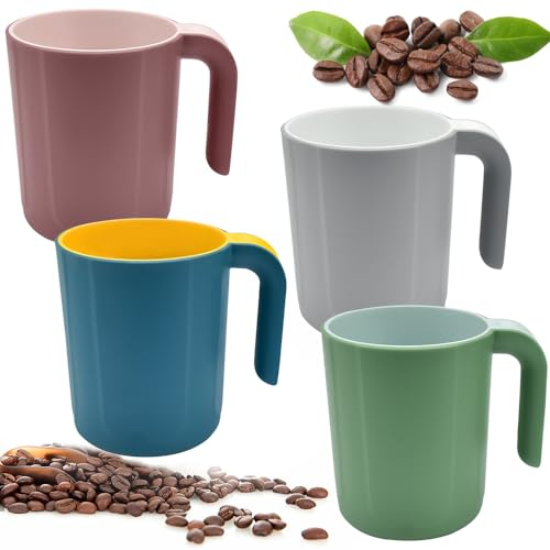 SIYINGSAERY Tasse à Boire Tasse Camping Plastique Tasse à Café Empilable Tasse à Thé Tasse à Café Originale pour Café, Thé, Eau, Bière, Lait