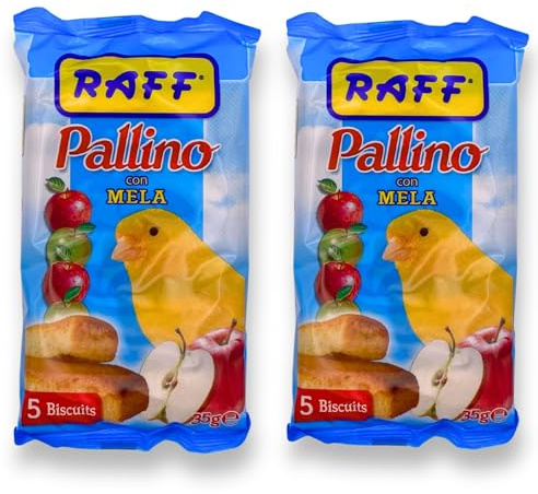 GLOBAL LUXURY MANAGEMENT Pallino Mela Biscuits for Birds – 2 Pack Healthy Bird Food, Snack Sticks for Canaries, Finches, Parakeets, Cockatiels & Parrots – Apple Flavored for Canary Treats