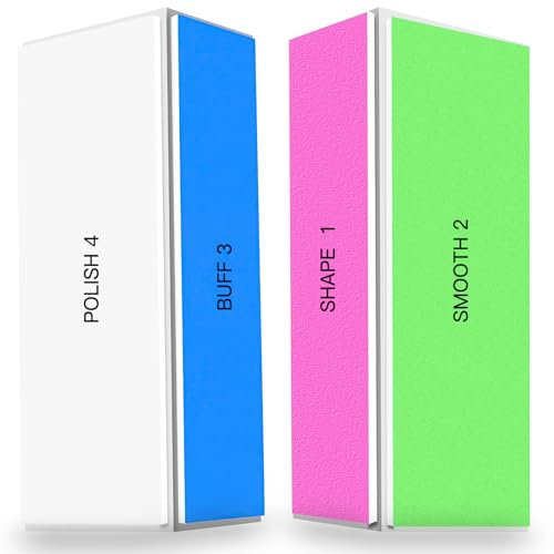 Yamobi 2 unidades de 4 vías pulidor de uñas para uñas, bloques de pulido de uñas profesionales, bloques de pulido para uñas de gel, limas lavables para pulir y brillar