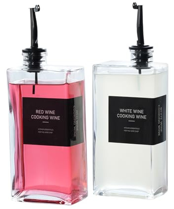 Hniuyun 2Pcs Oil Bottles for Kitchen, 500ml Glass Olive Oil, Vinegar & Coffee Syrup Dispenser with Drip-Free Spouts, Waterproof Labels & Silicone Funnel, Black