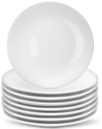 Tczecoo 8 Stück Porzellan-Dessertteller, 15.2 cm Salatteller Speiseteller, Weiße Kuchenteller, Vorspeisenteller aus Keramik für Kuchen und Snacks, Mikrowellen und Spülmaschinenfest