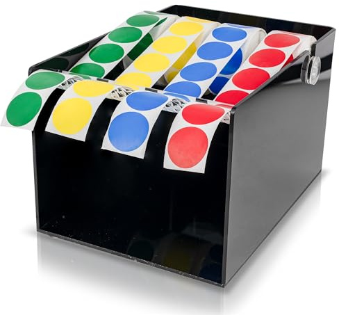Multi-Use Small Label Dispenser for Rolls of Sticker Labels - 5.67x 7.83x4.72, Heavy-Duty, Wall-Mountable Acrylic Sticker Roll Dispenser, Anti-Slip (Small Black)