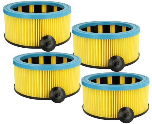 vhbw 4X Faltenfilter kompatibel mit Starmix HS A 1445 EH, HS A 1432 EWS, HS A-1432 EWS, HS A-1445 EH Staubsauger - Patronenfilter, Gelb Schwarz Blau
