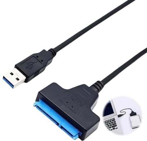 BosuLai Câble Sata to USB 3.0 Adaptateur SSD/HDD, Adaptateur Disque Dur, Adaptateur USB vers SATA pour les Disques durs Externes et Internes 2,5 Pouces Compatible avec Windows XP/Vista/7/8/10