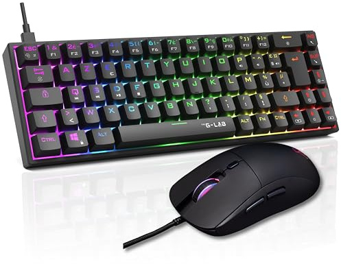 The G-Lab - Combo Titanium - Pack Clavier Gamer & Souris Gaming - Clavier Mecanique 65% Switch Rouge, Souris Gamer 12800 DPI – RGB Custom, Anti-Ghosting Total, Macro Programmable - PC, PS5/4, Xbox