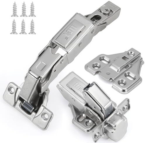 HBL' 2 Pack 165° Soft Close Cabinet Hinges, 35mm Full Overlay European Concealed Hinges for Frameless Kitchen Cabinets, Wide Opening Corner & Lazy Susan Cabinet Hinges