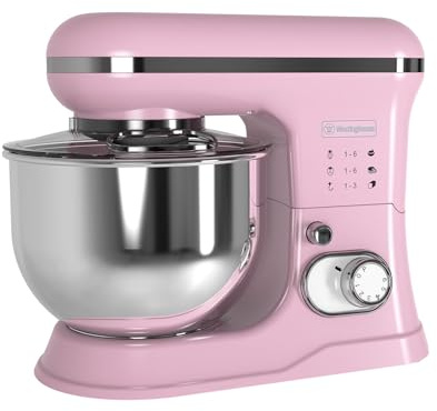 Westinghouse Retro Standmixer - 1200W - Küchenmaschine 5L Rührschüssel - Küchenroboter - Küchenmixer - Küchenmixer - Küchenmaschine - Rosa