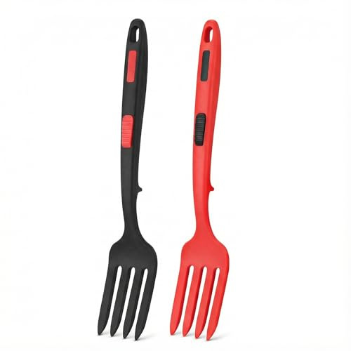 2pcs 11.6 Inch Silicone Flexible Cooking Fork, Heat Resistant Kitchen Utensil for Mixing, Whisking, Mashing Food, Non-Stick and Durable Rubber Whisk