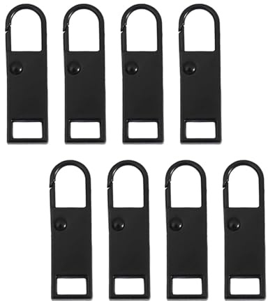 8PCS Metal Zipper Pulls, Replacement Zipper Pull Repair Kit Removable for Luggage Clothing Suitcase Purses Zipper- (Black)