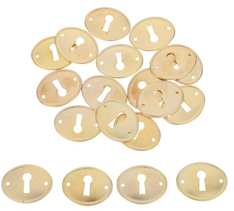 Sosoport 20 Piezas de Cubiertas Ovaladas de Ojo de Cerradura Vintage de Hierro Dorado para Muebles, Diseño Antiguo y Elegante, Ideales para Oficina y Hogar