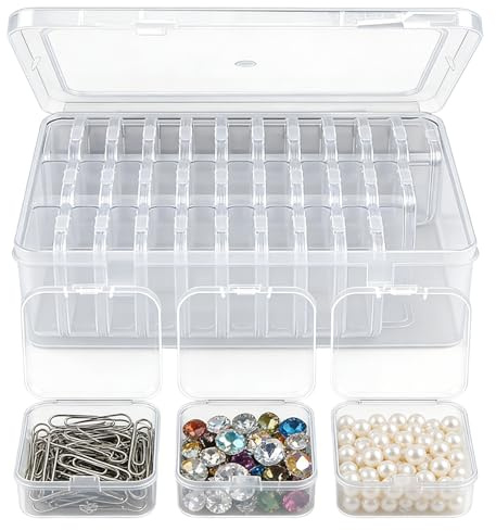 30Pcs Plastic Diamond Art Bead Storage Box, Craft Storage with Hinged Lid | This bead organiser includes one large rectangle box, 5.5x5.5x2cm ideal for diamonds jewelry earrings and small craft parts