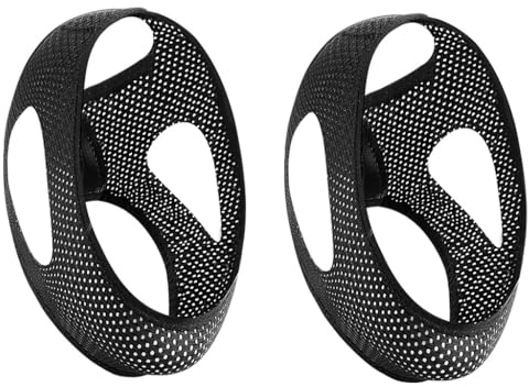 Kinnband för snarkning, andningsbar hakarem för snarkstopp för män och kvinnor, justerbar anti-snarkmask, hjälpmedel mot snarkning för bättre sömn, Svart 2 st