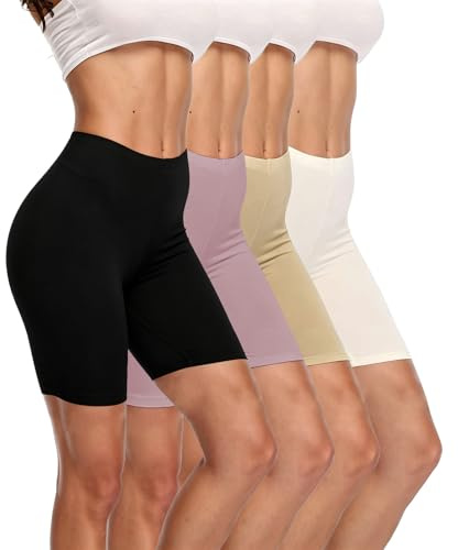 LXEASYGO 4 Pack Anti Chafing Shorts Women Smooth Under Dress Skirt Slip Shorts Leggings Seamless Ladies Stretchy Safety Panties for Cycling Yoga