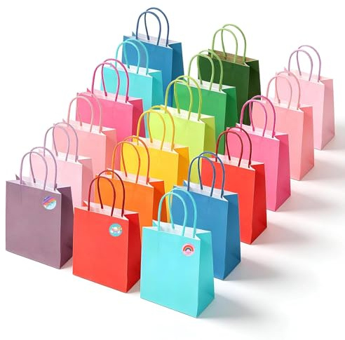 Multipack 24 Mini Paper Favour Bags with Handles 12x6x16cm