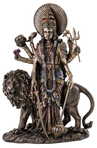 11-inch Durga Hindú Divina Madre diosa Bronce Real polvo fundido Estatua Figura decorativa