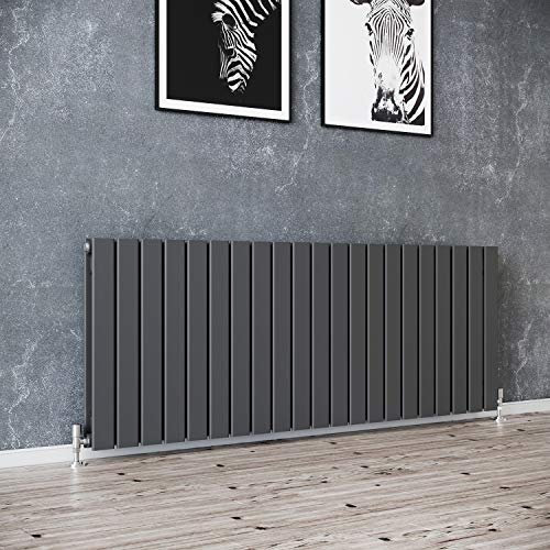 ELEGANT 600 x 1596 mm Horizontal Column Radiator Double Flat Panel Anthracite Designer Radiators